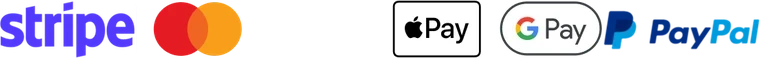 Accepted payment methods: Stripe, Mastercard, VISA, Apple Pay, Google Pay, PayPal